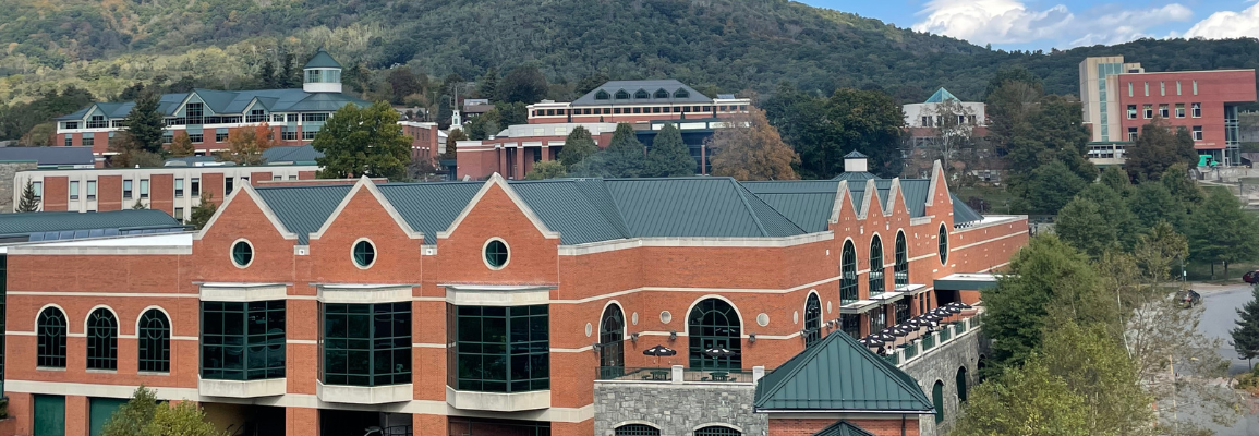 Central dining hall as seen from Rivers Street Parking Deck