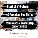 background image of Coffee Shop employee making a beverage, over image are three statements: