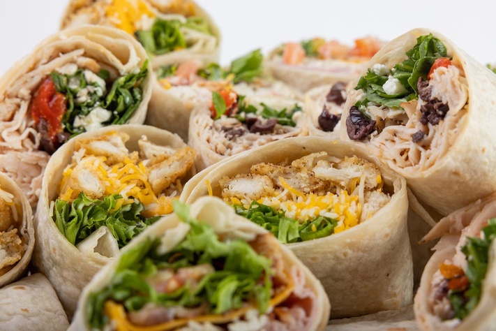 Platter of sandwich wraps